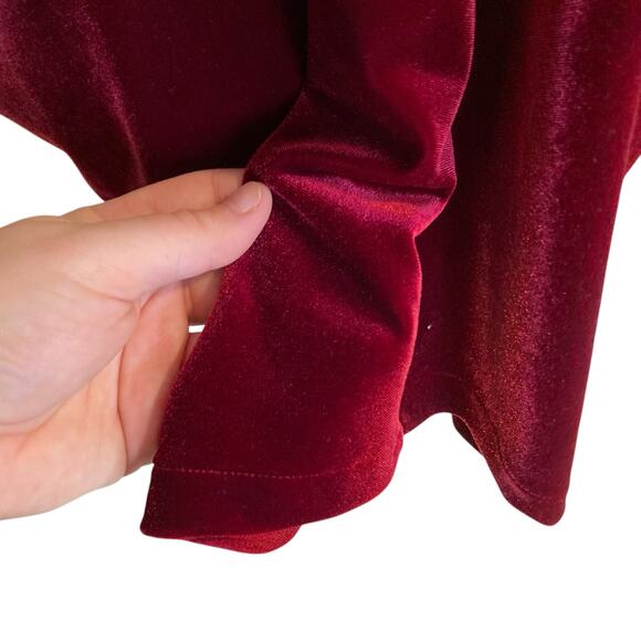 Lands End Red Velvet V Neck Batwing Sleeve Christmas Holiday Tunic Top Sz Large - Picture 9 of 14